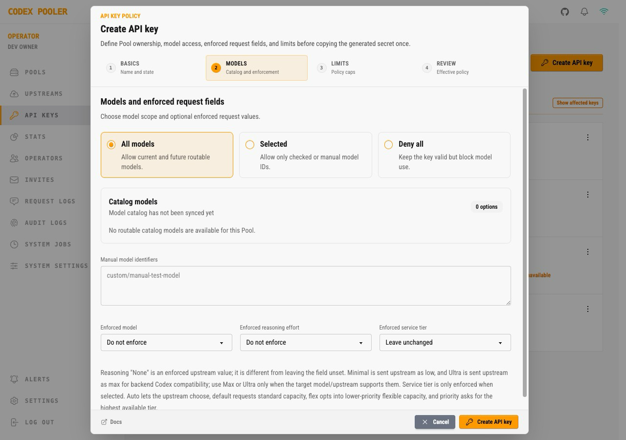 Create API key models step