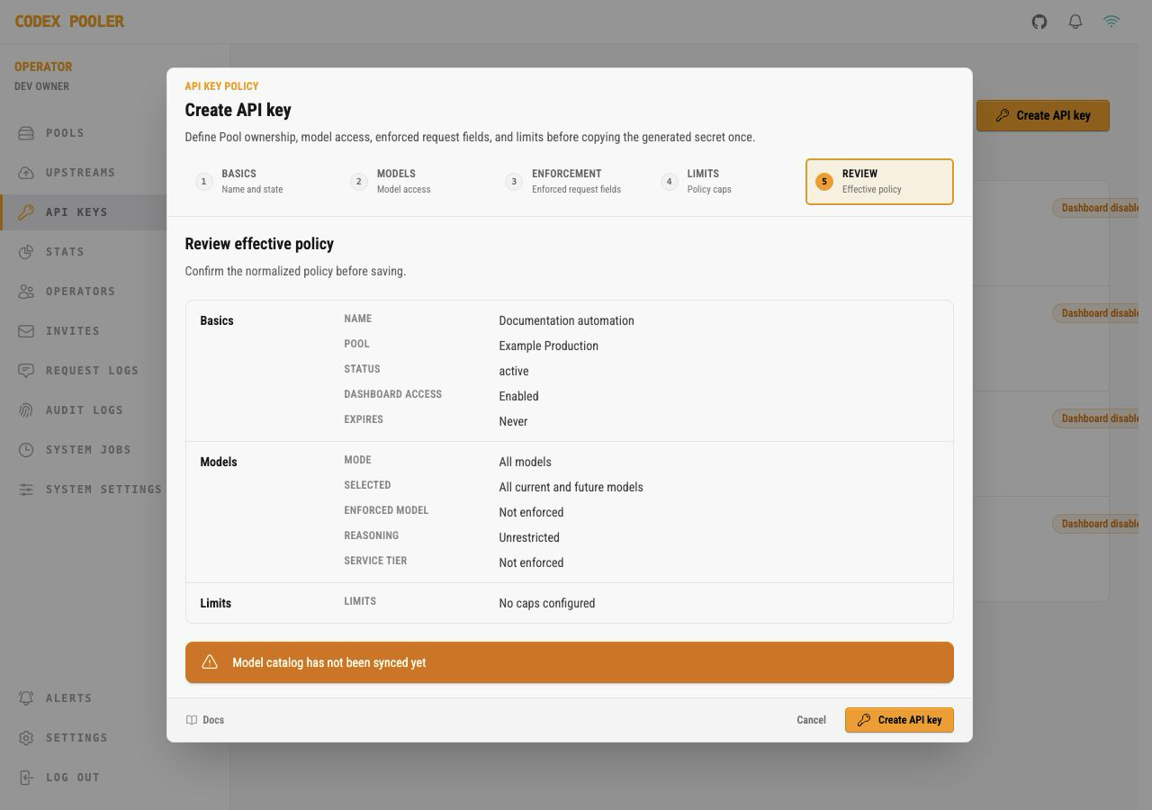 Create API key review step