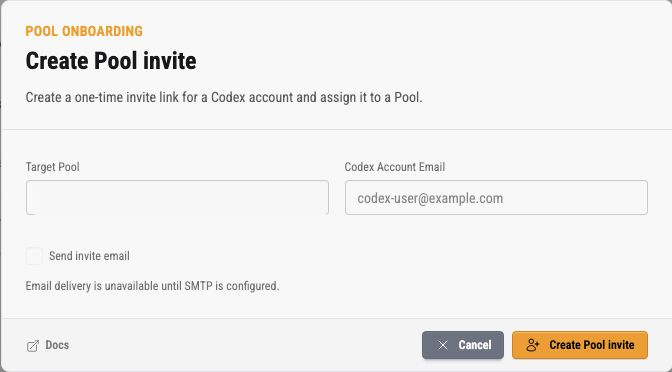 Create Pool invite dialog