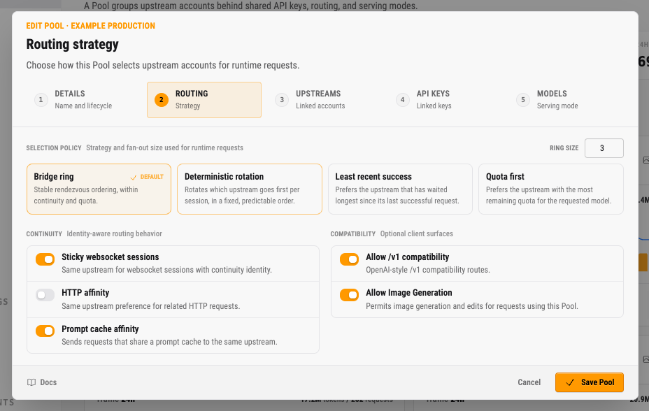 Edit Pool routing step
